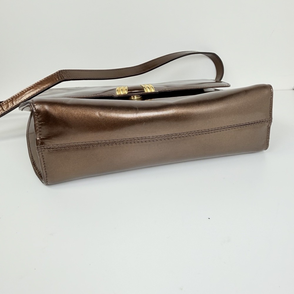 Salvatore Ferragamo M211044 Bronze Leather Shoulder Bag Made In Italy - Picture 11 of 16
